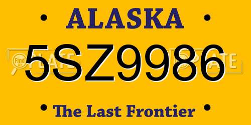 5SZ9986 Alaska License Plate