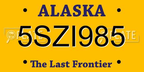 5SZI985 Alaska License Plate