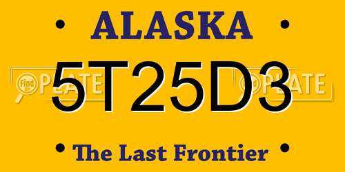 5T25D3 Alaska License Plate