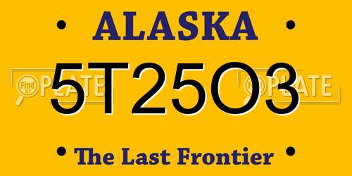 5T25O3 Alaska License Plate