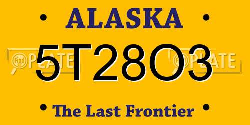 5T28O3 Alaska License Plate
