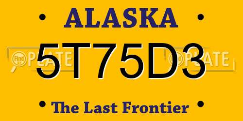 5T75D3 Alaska License Plate
