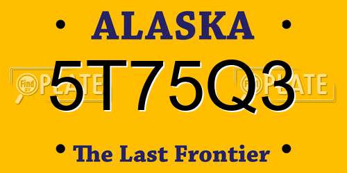 5T75Q3 Alaska License Plate