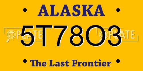 5T78O3 Alaska License Plate