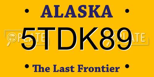 5TDK89 Alaska License Plate