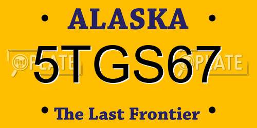 5TGS67 Alaska License Plate