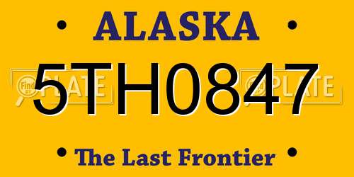 5TH0847 Alaska License Plate