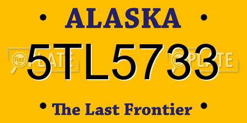 5TL5733 Alaska License Plate