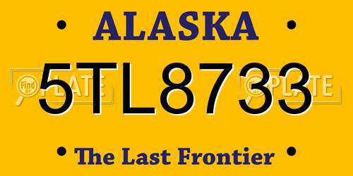 5TL8733 Alaska License Plate