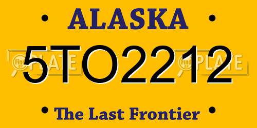 5TO2212 Alaska License Plate