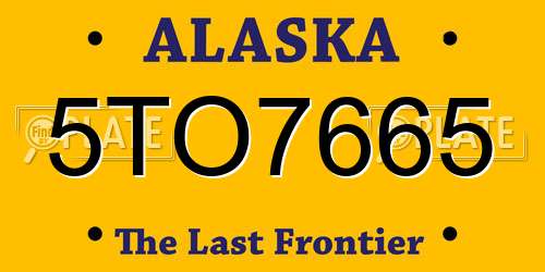 5TO7665 Alaska License Plate