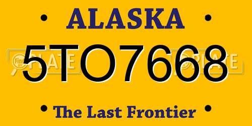 5TO7668 Alaska License Plate