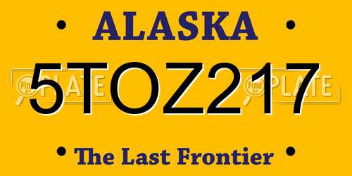 5TOZ217 Alaska License Plate