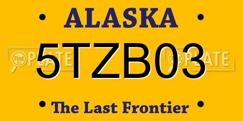 5TZB03 Alaska License Plate