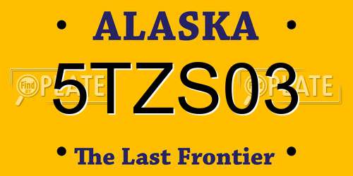 5TZS03 Alaska License Plate