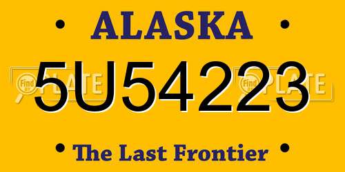 5U54223 Alaska License Plate