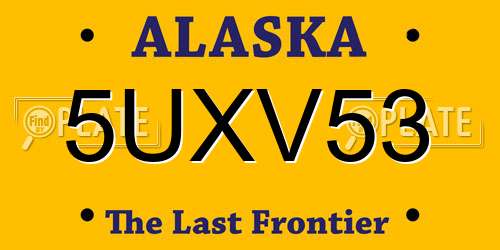 5UXV53 Alaska License Plate