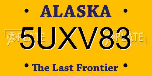 5UXV83 Alaska License Plate