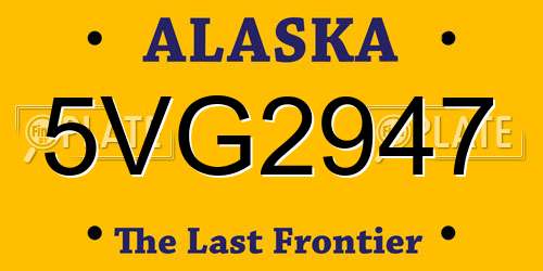 5VG2947 Alaska License Plate