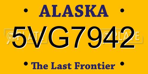 5VG7942 Alaska License Plate