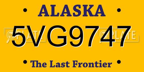 5VG9747 Alaska License Plate