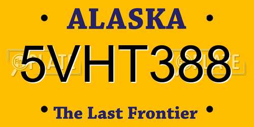 5VHT388 Alaska License Plate