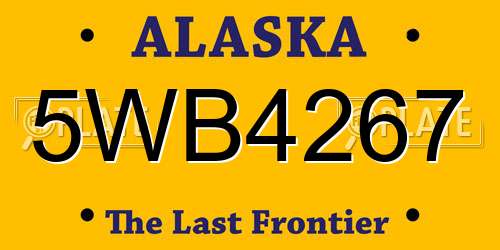 5WB4267 Alaska License Plate