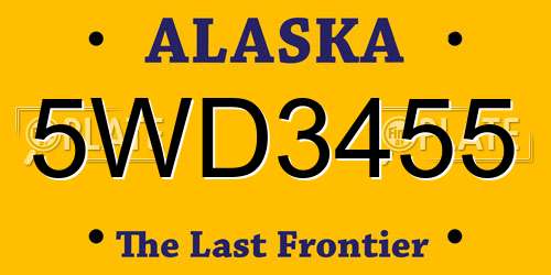 5WD3455 Alaska License Plate