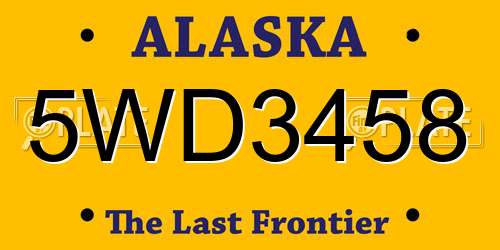 5WD3458 Alaska License Plate