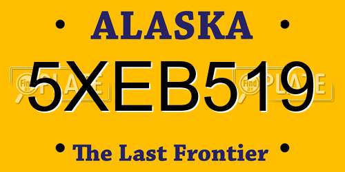 5XEB519 Alaska License Plate
