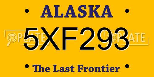 5XF293 Alaska License Plate