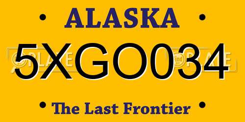 5XGO034 Alaska License Plate