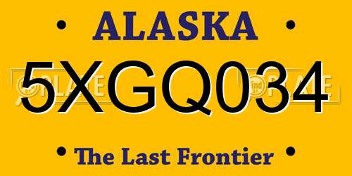 5XGQ034 Alaska License Plate