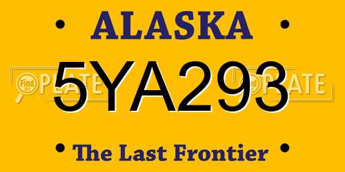 5YA293 Alaska License Plate