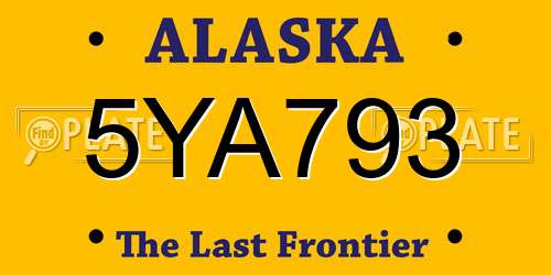 5YA793 Alaska License Plate
