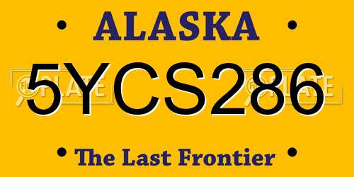 5YCS286 Alaska License Plate