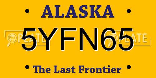 5YFN65 Alaska License Plate