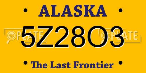 5Z28O3 Alaska License Plate