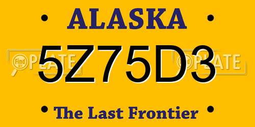 5Z75D3 Alaska License Plate