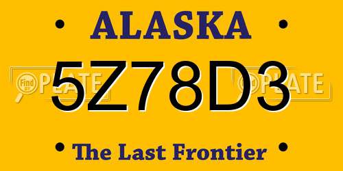 5Z78D3 Alaska License Plate