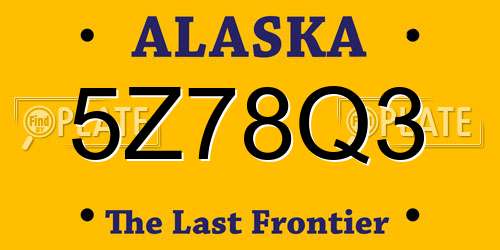 5Z78Q3 Alaska License Plate