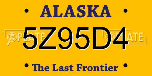 5Z95D4 Alaska License Plate