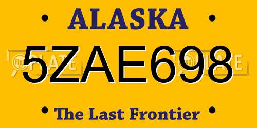 5ZAE698 Alaska License Plate