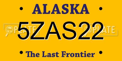 5ZAS22 Alaska License Plate