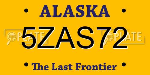 5ZAS72 Alaska License Plate