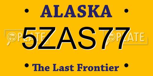 5ZAS77 Alaska License Plate