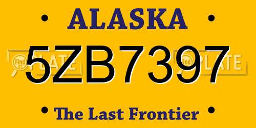 5ZB7397 Alaska License Plate
