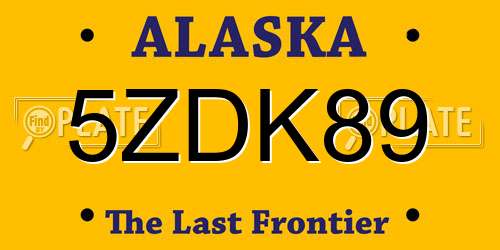 5ZDK89 Alaska License Plate