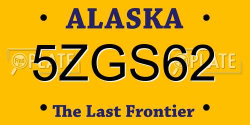 5ZGS62 Alaska License Plate