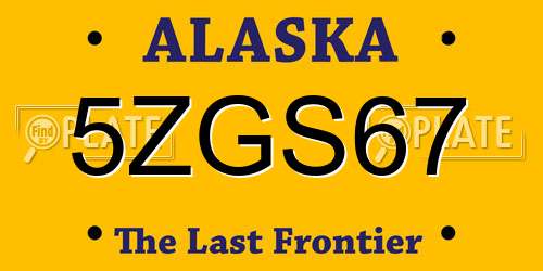 5ZGS67 Alaska License Plate
